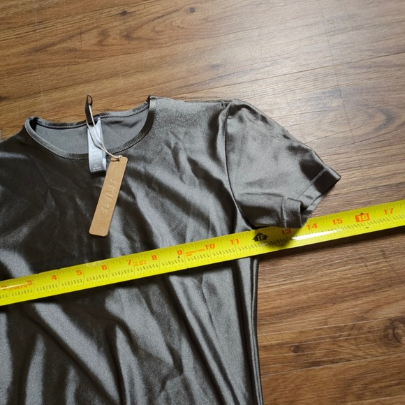 SKIMS Shine Spandex Jersey Long Dress XS Metallic Gray Bodycon DR-MAX-3013 NWT - Picture 6 of 8